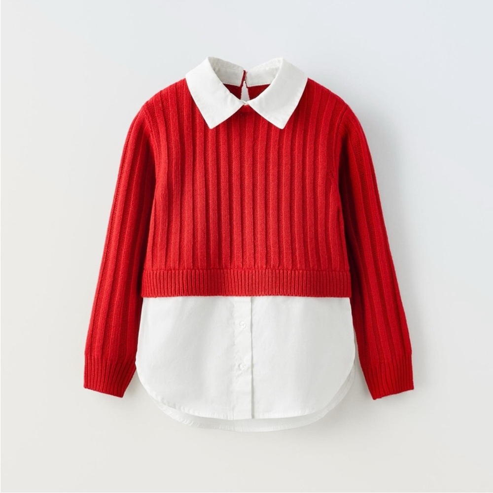Zara Combination Knit Poplin Shirts